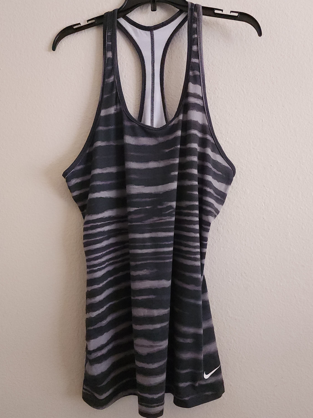 Nike Women’s Miler Racerback Tank - Striped Black & Gray